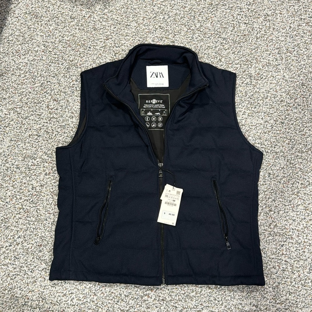 Zara Navy Winter Vest XXL